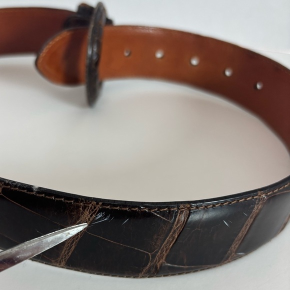 Vtg Ralph Lauren Collection genuine crocodile belt brown 28 main image 7
